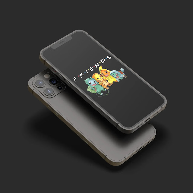 pokemon in friends tv show style OLED background wallpaper for iOS iPhone and Android Phones.