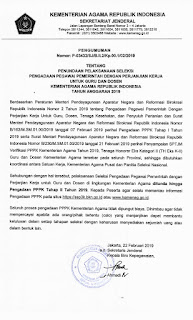  Kementerian Agama menunda pelaksaan seleksi Pengadaan Pegawai Pemerintah dengan Perjanjia Seleksi PPPK Kemenag Tahap I Ditunda