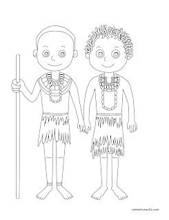 Zulu tribe people South Africa coloring pages