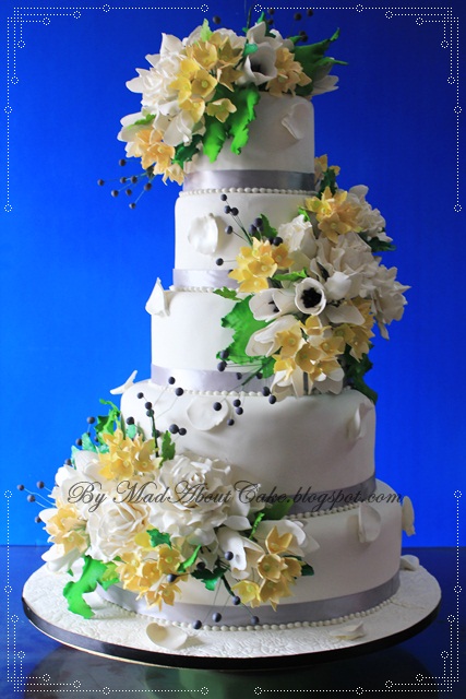Wild Flowers 5 Tier Wedding Cake WILD FLOWERS 5 Tier