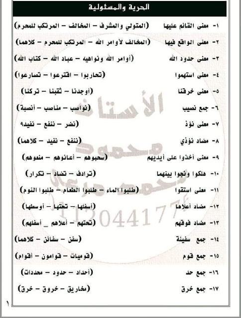 مراجعة لغة عربية اختيار من متعدد (منهج شهر مارس) الصف السادس الابتدائي الترم الثانى 2021