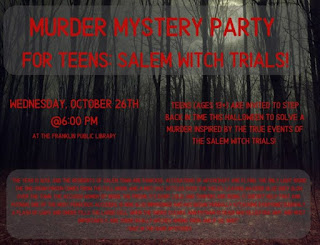 Franklin Public Library: teens Murder Mystery Party - Oct 26 at 6 PM