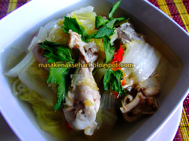 Resep Sayur Sawi Putih Kuah Sup Ayam Bening