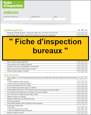 Téléchargez notre fiche d'inspection bureaux gratuite au format PDF et documentez vos observations, les mesures prises et les actions à entreprendre pour améliorer la sécurité et l'hygiène dans votre espace de travail.