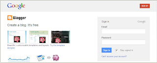 Sign in and Sign up screen of blogger