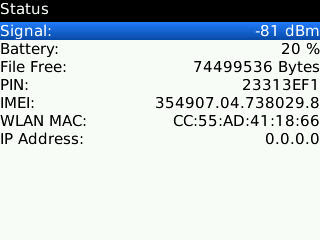 Status Windows Of BlackBerry