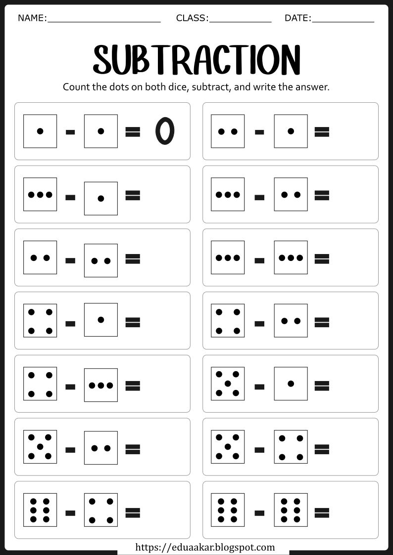 Subtraction Worksheets for Kids