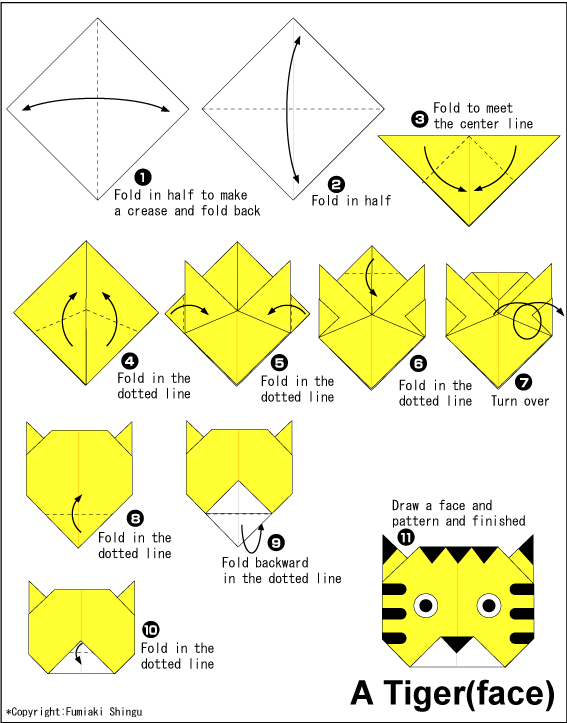 Origami Tiger Face Easy Origami Instructions For Kids