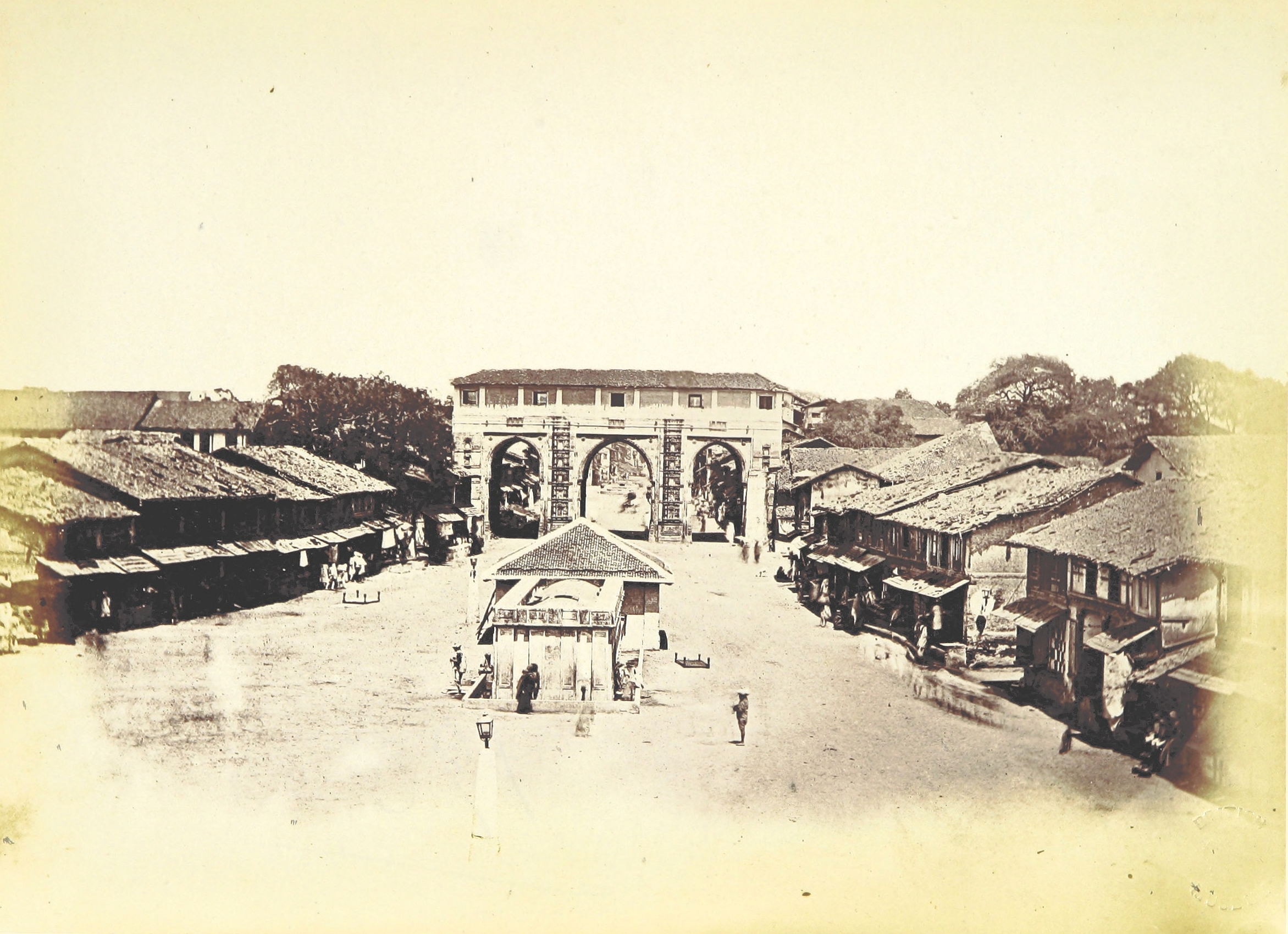 Teen Darwaza (Historical Gateway on East of Bhadra Fort), Ahmedabad, Gujarat, India | Rare & Old Vintage Photos (1864)