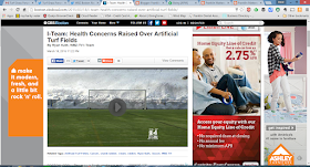 screen grab of CBS Boston video report on health concerns with artificial turf fields