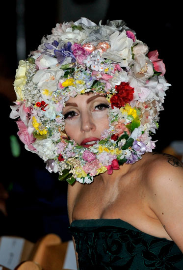 Head Lady Gaga Overgrown Flowers Wallpapers