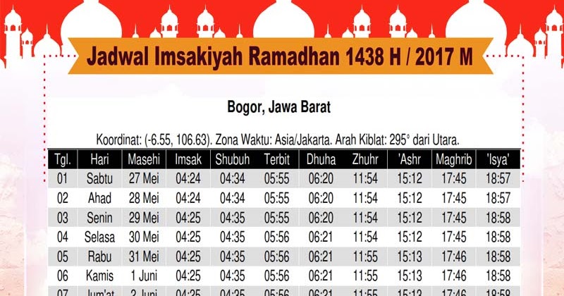 Jadwal Imsakiyah Ramadhan Bogor 2017 M 1438 H  Mewarnai 