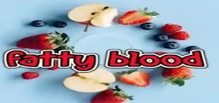 fatty blood  Different foods with a blue background