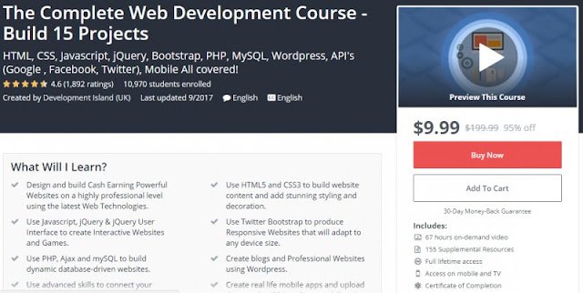 [9,9$ Only] The Complete Web Development Course - Build 15 Projects