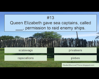 Queen Elizabeth gave sea captains, called ___, permission to raid enemy ships. Answer choices include: scalawags, privateers, rapscallions, plebes