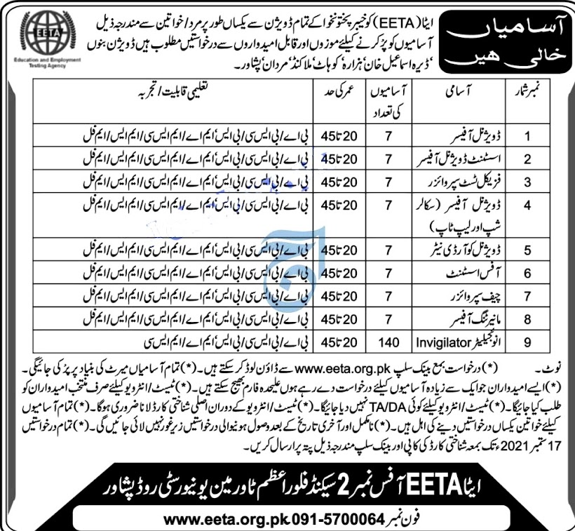 Education and Employment Testing Agency EETA  Latest Jobs 2021-Apply online