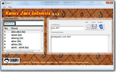 Software Kamus Bahasa Jawa – Indonesia, Jawa – Ngoko/Krama 