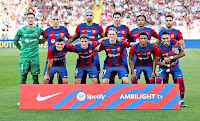 F. C. BARCELONA. Temporada 2023-24. Ter Stegen, Oriol Romeu, Ronald Araújo, Robert Lewandowski, Jules Koundé, Eric García. Pedri, Gavi, Frenkie De Jong, Alejandro Balde y Raphinha. F. C. BARCELONA 4 🆚 TOTTENHAM HOTSPUR F. C. 2 Martes 08/08/2023, 20:00 horas. Trofeo Joan Gamper, 58ª edición. Barcelona. Barcelona, estadio Olímpico Lluís Companys: 35.224 espectadores. GOLES: ⚽1-0: 3’, Robert Lewandowski. ⚽1-1: 24’, Oliver Skipp. ⚽1-2: 36’, Oliver Skipp. ⚽2-2: 81’, Ferran Torres. ⚽3-2: 90’, Ansu Fati. ⚽4-2: 90+3’, Ez Abde.