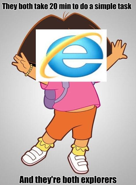 photo of IE logo and Dora the Explorer