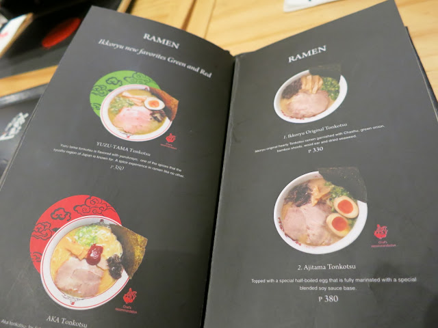 Ikkoryu Fukuoka Ramen menu, Shangri-la Plaza Mall