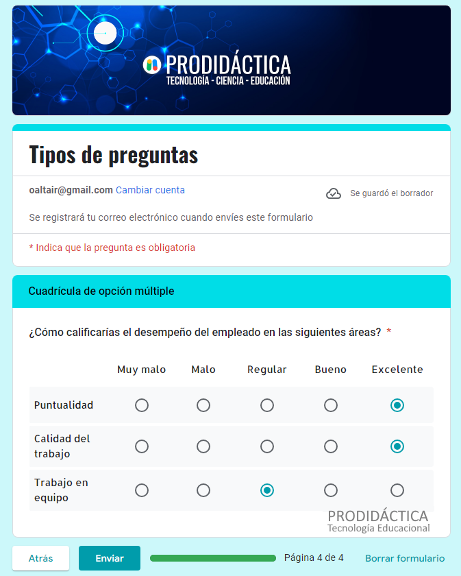 Cuadrícula de opción múltiple - Google Forms - ¡Qué Buen Dato!