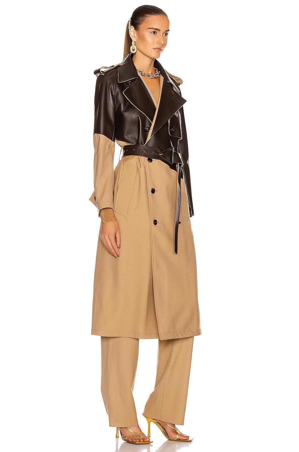 BOTTEGA VENETA Colorblock Belted Trench Coat