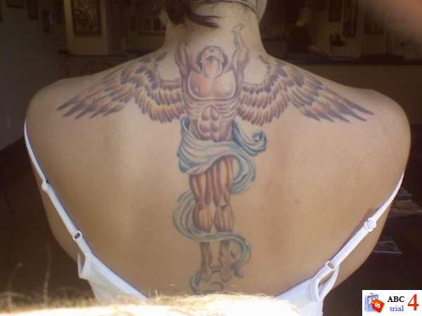 angel tattoos - back tattoos. angel hate ambigram tattoos. angel tattoos