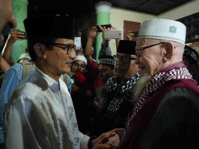 Sandiaga Uno Temui Abu Mustafa Ahmad di Ponpes Daarul Huda Paloh Gadeng