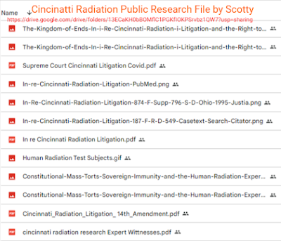 I've created a G File of the ongoing research into how the Cincinnati Radiation Litigation Research can be used to help those who are unwilling participants in the Covid Bioweapon that was unleashed on the world.