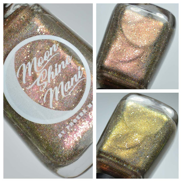 champagne nail polish collage in a bottle with three lightings