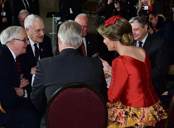 King Philippe and Queen Mathilde of Belgium visited the Canadian War Museum in Ottawa. Queen Mathilde wore Natan blouse and Natan floral skirt