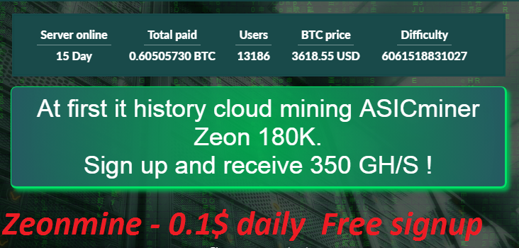 Earn 0 1 Bitcoin Daily From Best Cloud Mining Site 2019 Zeonmine - 