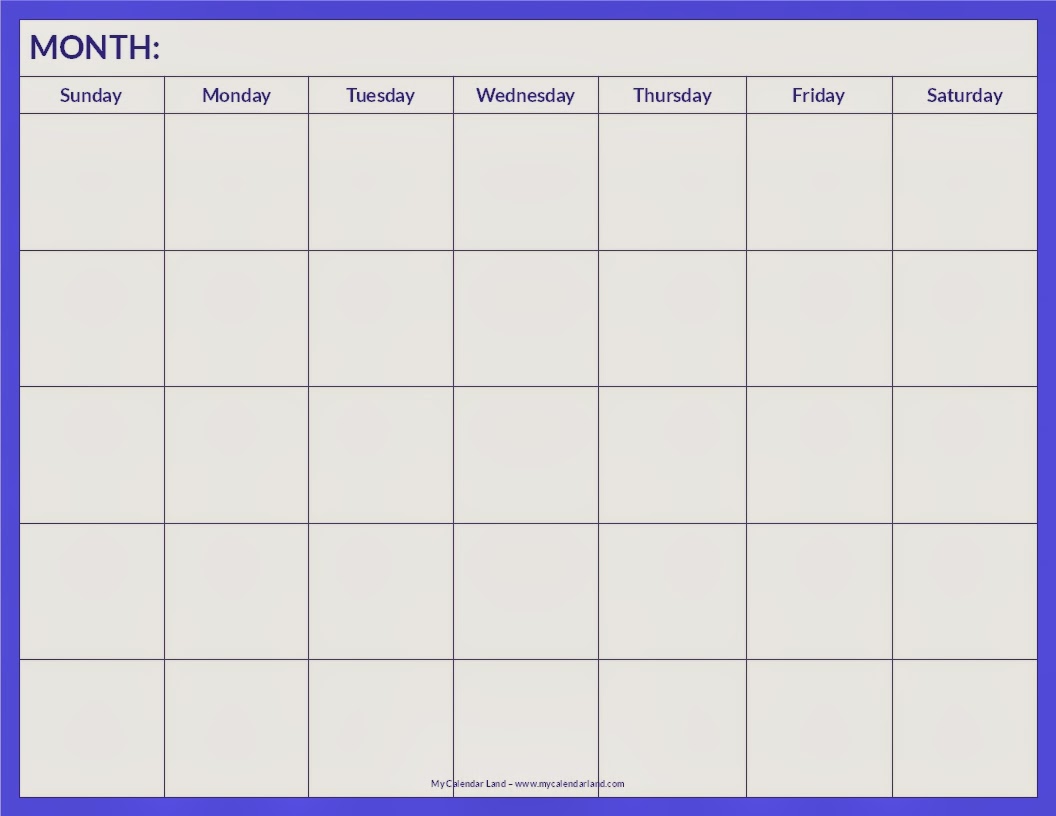blank calendar pages to print free