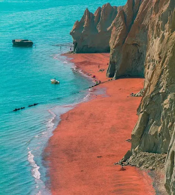 Aerial photo of the red beach
