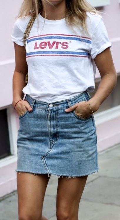 summer street stye addict / levis t-shirt and skirt