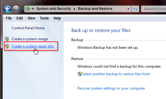 Cara Membuat CD System Repair di Windows 7