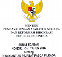 SURAT EDARAN MENPANRB NO. 02/2016 TENTANG PENGGANTIAN PEJABAT PASCA PILKADA