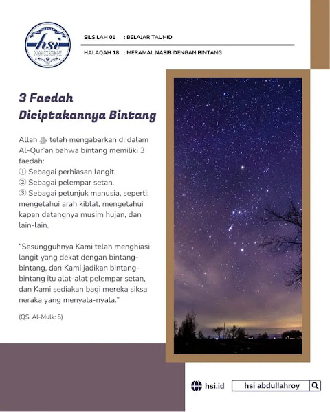 Halaqah 18 Silsilah Ilmiyyah 1 HSI Belajar Tauhid ~ Meramal Nasib Dengan Bintang