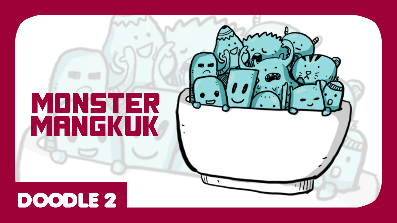 Doodle Art 2 Menggambar Monster Imut Di Dalam Mangkuk