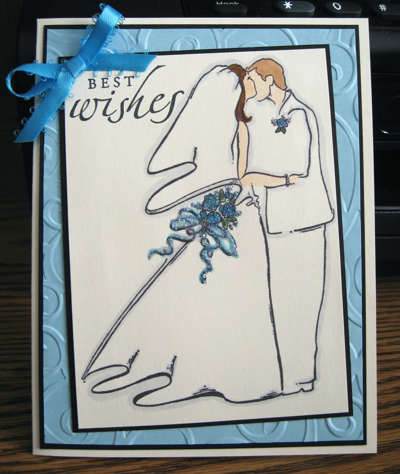 Wedding card - Golden ribbon