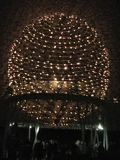 Pic of Expo 2015's The Hive lit up at night for Christmas at Kew 2016