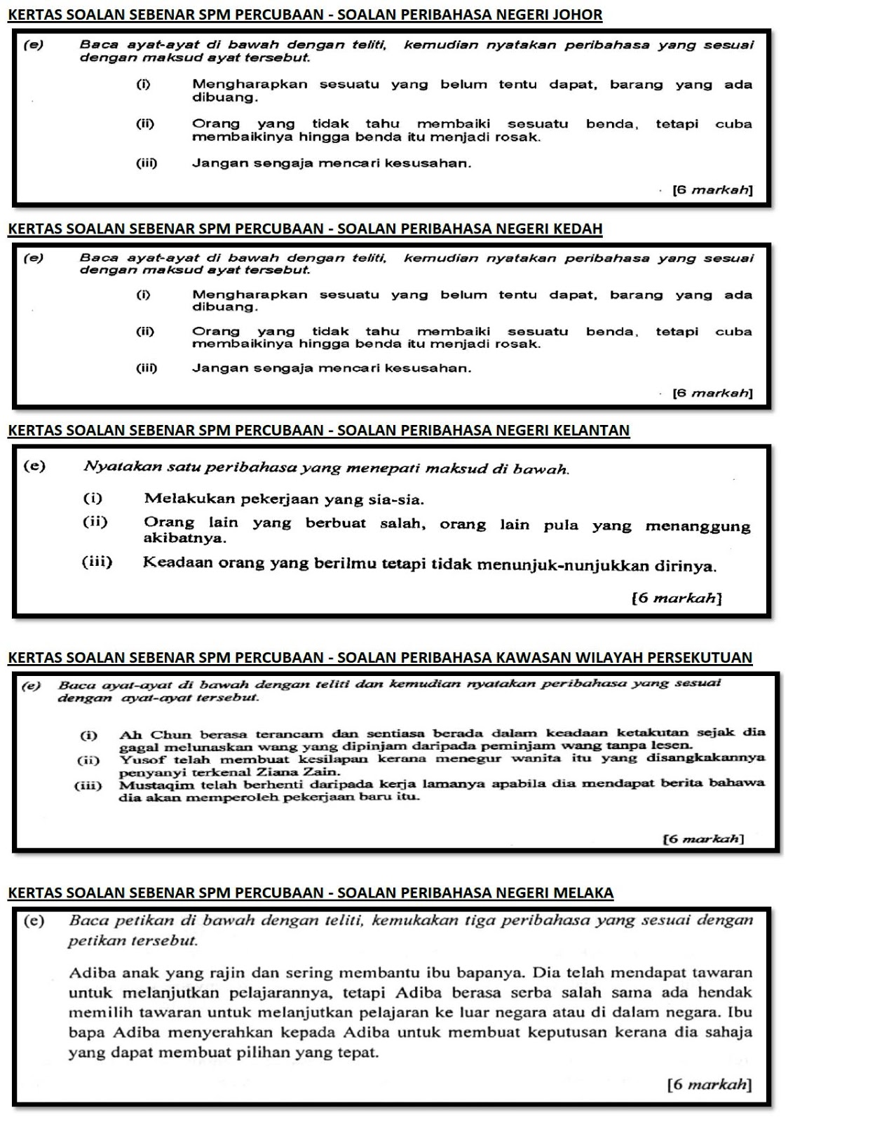 LAMAN BLOG CIKGU TAN CL: PERIBAHASA SPM PERCUBAAN - 2010