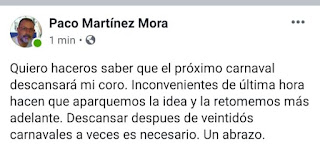 El coro de Paco Mora no estará en el COAC 2020