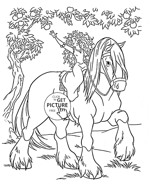 Disney Princess Merida Rides Horse Coloring Page For Kids Disney  Princess Coloring Pages Printables