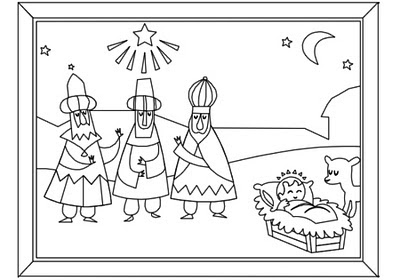 Page 5 - The three wise men and Jesus - for Christmas Activity Coloring Book by Robert Aaron Wiley for Microsoft