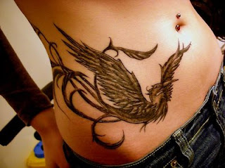 Female Lower Front Japanese Phoenix Tattoo