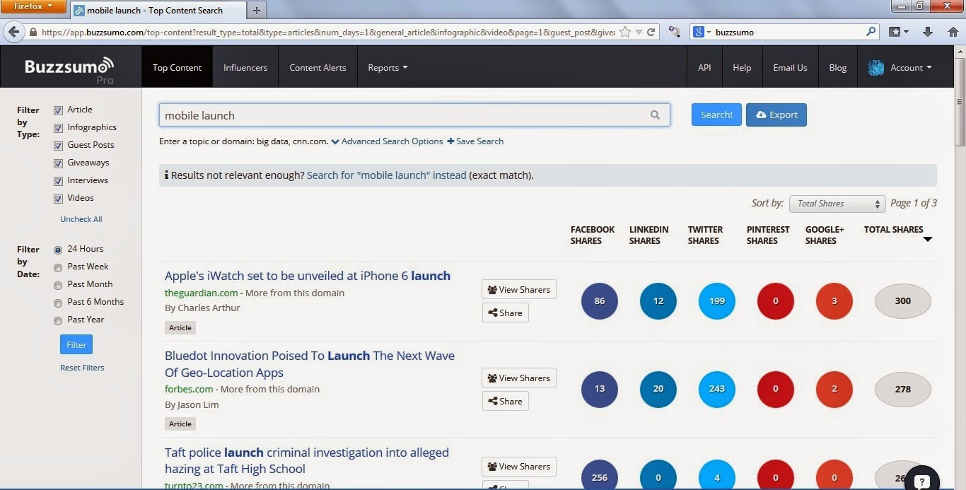 Search results Buzzsumo trending content