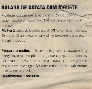 RECEITA DE SALADA DE BATATA COM IOGURTE