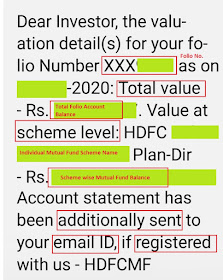HDFC Mutual Fund Account Balance on SMS