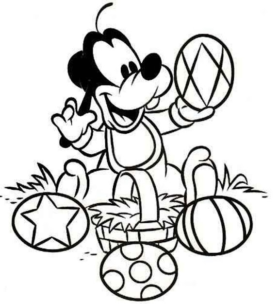 Easter Eggs And Baby Goofy Coloring Pages